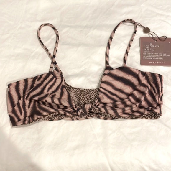 acacia swimwear Other - NWT Acacia women’s ‘Pawela’ zebra bikini top brown, out of stock, size L